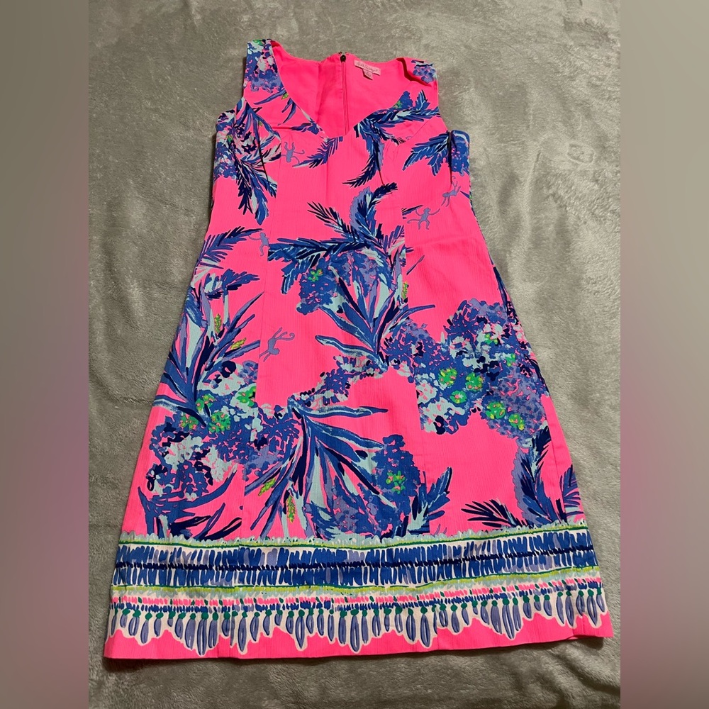 Lilly Pulitzer Vibrant Pink and Blue Floral Dress
